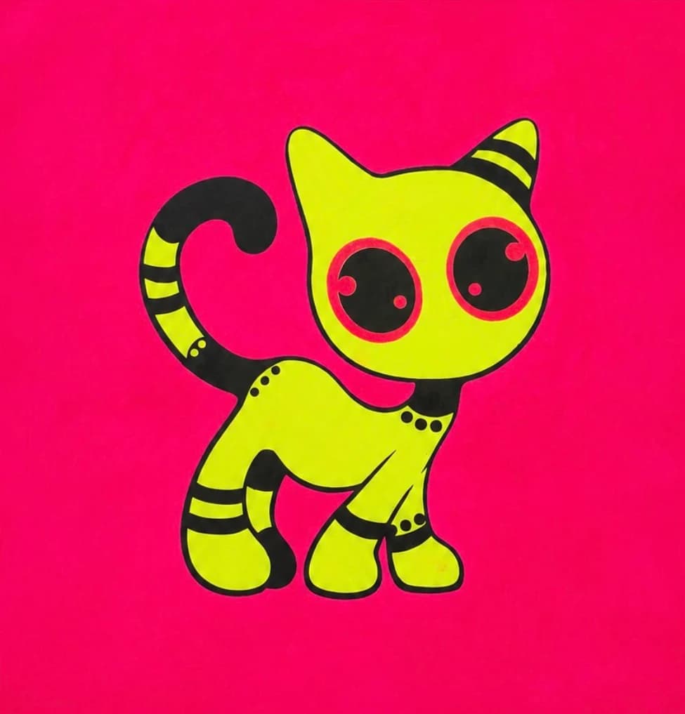 Zyon amarillo sobre rosa, Sin marco — solo el lienzo