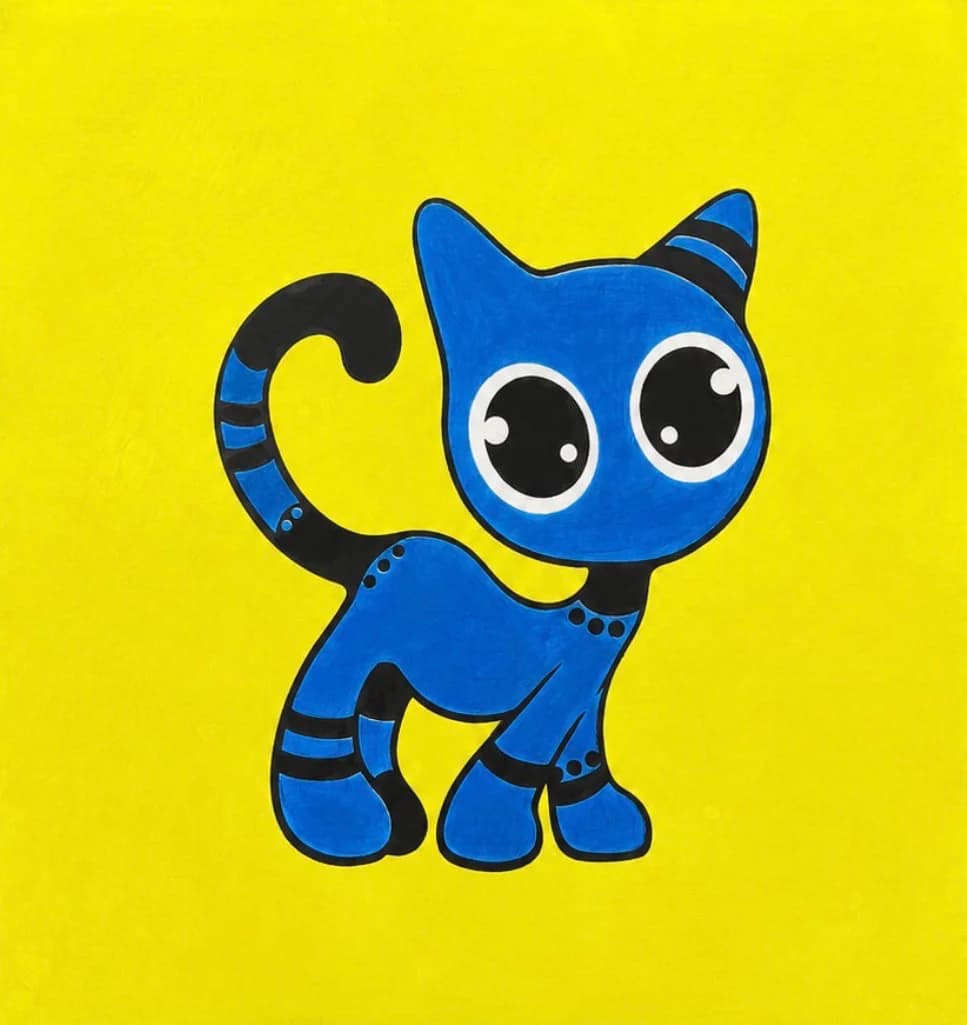 Zyon azul sobre amarillo, Sin marco — solo el lienzo